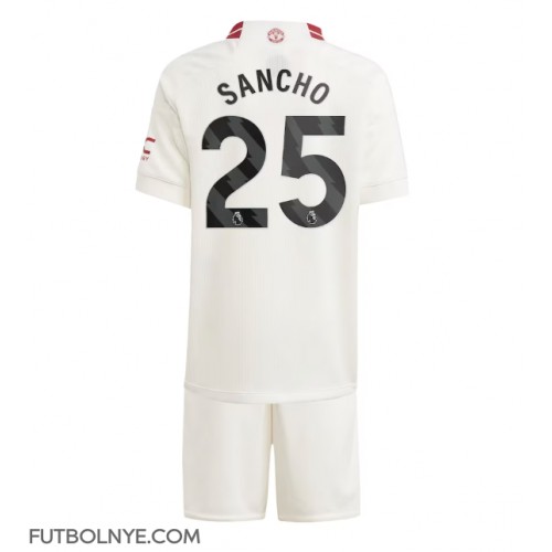 Camiseta Manchester United Jadon Sancho #25 Tercera Equipación para niños 2023-24 manga corta (+ pantalones cortos)